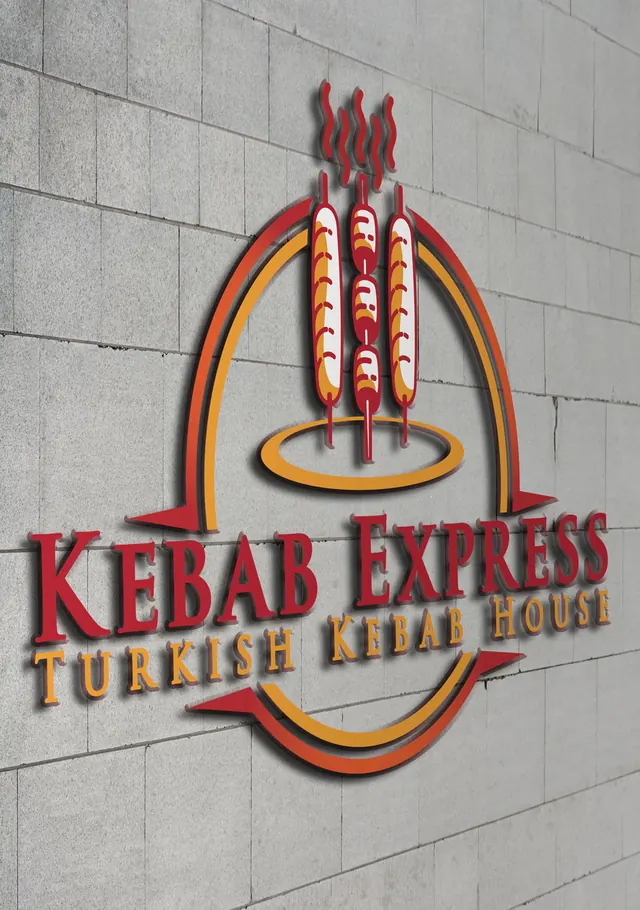 The Kebab Express logo on the restaurant wall