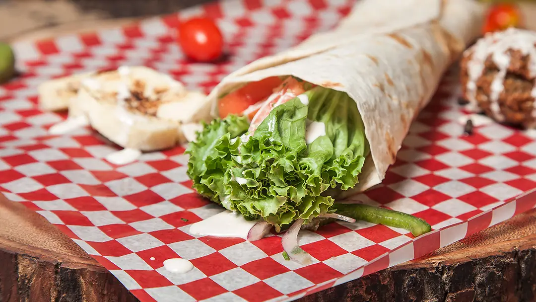 Vegetarian wrap with salad